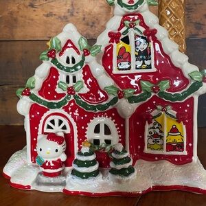 Blue Sky Hello Kitty red Gingerbread House tea light NEW
